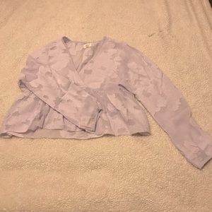 Pastel purple, floral shirt